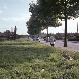 859527 Gezicht op de Cartesiusweg te Utrecht, met op de achtergrond de spoorlijn richting Rotterdam en het viaduct ...
